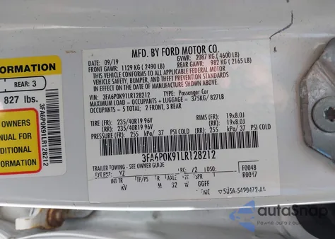 2020 Ford Fusion Titanium from USA, damaged, VIN 3FA6P0K91LR128212